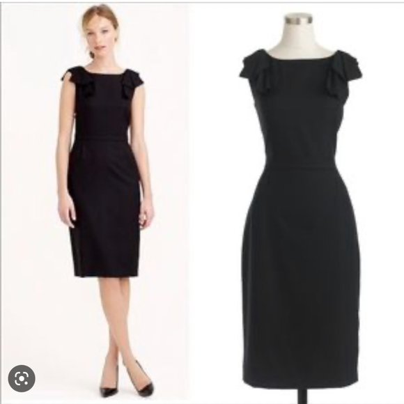J. Crew Bow-Shoulder Suiting Dress (Navy) - Picture 1 of 4